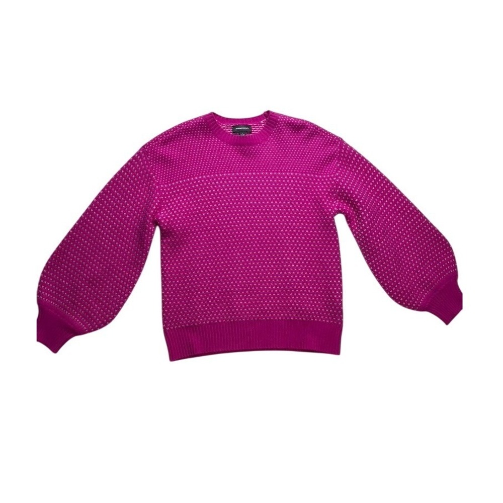 Summersalt Sweater Womens Small‎ Pink  Wool Cashmere Balloon Sleeve Crew FLAW